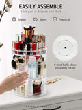 SUNFICON Makeup Organizer, 360 Degree Rotating Adjustable Cosmetic Storage Display Case with 4 Layers Large Capacity, Fits Jewelry, Makeup Brushes, Lipsticks and More, Clear Transparent