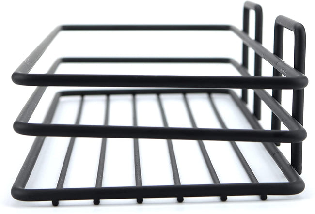 Royal House Shower Caddy Basket Shelf, Bath Accessories , Shampoo Holder Organizer No Drilling Wall Mounted Adhesive Bathroom Storage Black Stainless Steel - 2 different size