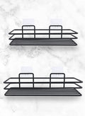Royal House Shower Caddy Basket Shelf, Bath Accessories , Shampoo Holder Organizer No Drilling Wall Mounted Adhesive Bathroom Storage Black Stainless Steel - 2 different size