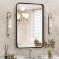 BIGLEAP 30" x 22" Black Rounded Rectangle Vanity Bathroom Decor Mirror