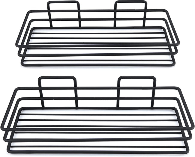 Royal House Shower Caddy Basket Shelf, Bath Accessories , Shampoo Holder Organizer No Drilling Wall Mounted Adhesive Bathroom Storage Black Stainless Steel - 2 different size