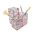 Packed Party On Display Pink Confetti Acrylic Brush Organizer, 4.5"L x 4.5"W x 5.25"H