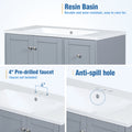 36" Bathroom Vanity, Bathroom Vanity with USB Charging, 2 Doors and 3 Drawers Bathroom Storage Vanity Cabinet, Small Bathroom Vanity Cabinet with Single Sink, Combo Cabinet Under-Mount Sink (Grey)