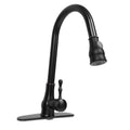 Yosoo Solid Brass High Arch Oil Rubbed Bronze Single Handle Kitchen Lavatory Faucets with Pause Control Handheld Pull Out Spout Sprayer for Bathroom Black