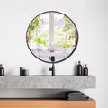 HomGarden 30-inch Round Bathroom Wall Mirror Modern Black Framed Home Décor