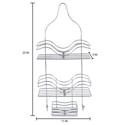 Bath Bliss 2 Shelf Ocean Design Metal Shower Caddy, Chrome