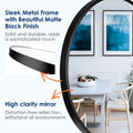 24 inch Black Round Mirror, Wall Mounted Bathroom Mirror with Metal Frame, Modern Home Decor