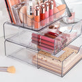 3 Tier Clear Makeup Organizer with Drawer, Cosmetic Storage for Dresser Countertop and Bathroom Vanity, Beauty Holder for Lipstick Brush Skincare