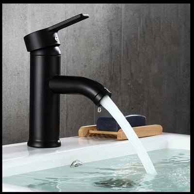 Viveous Black Bathroom Faucet Stainless Steel Basin Mixer Bathroom Accessories Black Tap Sink Basin Mixer Tap for Home Kitchen(Short Pattern)