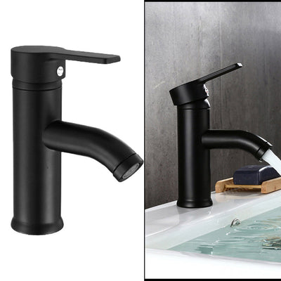 Viveous Black Bathroom Faucet Stainless Steel Basin Mixer Bathroom Accessories Black Tap Sink Basin Mixer Tap for Home Kitchen(Short Pattern)