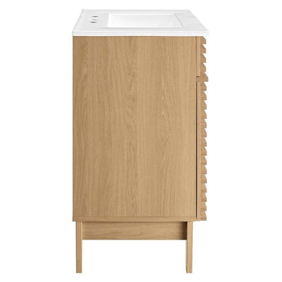 Modway Render 30" Particleboard Bathroom Vanity Cabinet in Oak/White