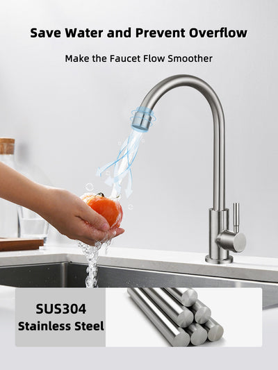 Cold Water Only Faucet SUS304 Stainless Steel Faucet for Kitchen Sink