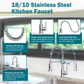 Vesteel Kitchen Faucet, Modern 18/10 Stainless Steel High Arc Pull Out Kitchen Sink Faucet with Deck Plate and Pull Down Sprayer, Brushed Nickel & Single Handle