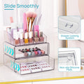 3 Tier Clear Makeup Organizer with Drawer, Cosmetic Storage for Dresser Countertop and Bathroom Vanity, Beauty Holder for Lipstick Brush Skincare