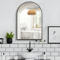 CONGUILIAO Arch Wall Mirror Bathroom Arched Mirror 20"x30" Vanity Mirror Metal Black Mirror