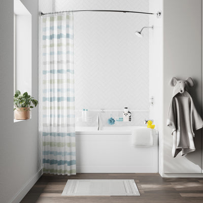 Mainstays Tension Rod Bath Organizer Pole Caddy, No Tools, 4.85 - 6 Ft., Rust Resistant, White
