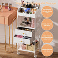 Makeup Organizer, Make Up Skincare Organizers and Storage, Makeup Cart with Drawers, Vanity Cosmetics Display Cases Holder for Skin Care Nail Perfume Hair, White