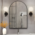 CONGUILIAO Arch Wall Mirror Bathroom Arched Mirror 20"x30" Vanity Mirror Metal Black Mirror