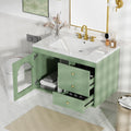 EUROCO 30" Floating Bathroom Vanity with Ceramic Sink,Modern Bathroom Sink Cabinet with 1Door and 2 Storage Drawers,Green