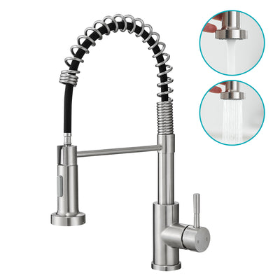 Kede Kitchen Faucet with Pull Down Sprayer,Commercial Single Handle Kitchen Sink Faucets for Farmhouse Camper Laundry Utility Rv Wet Bar Sinks Brushed Nickel