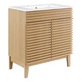 Modway Render 30" Particleboard Bathroom Vanity Cabinet in Oak/White