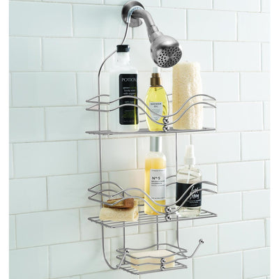 Bath Bliss 2 Shelf Ocean Design Metal Shower Caddy, Chrome