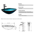 Eclife 16.5" Square Tempered Glass Bathroom Sink Combo with Faucet 1.5 GPM and Pop up Drain Bathroom Bowl, Turquoise