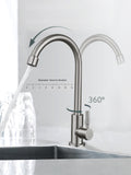 Cold Water Only Faucet SUS304 Stainless Steel Faucet for Kitchen Sink