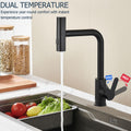 ACMETOP Kitchen Faucets,Waterfall Kitchen Sink Faucet,Commercial Utility Stainless Steel Kitchen Faucets,Single Handle Kitchen Sink Faucet with Pull Down Sprayer for 3 Function(Matte Black)