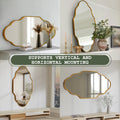 TEWLOSS Scalloped Bathroom Mirrors Wall Mirror, 46"x26" Gold Aluminum Frame