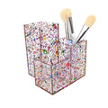 Packed Party On Display Pink Confetti Acrylic Brush Organizer, 4.5"L x 4.5"W x 5.25"H