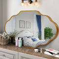 TEWLOSS Scalloped Bathroom Mirrors Wall Mirror, 46"x26" Gold Aluminum Frame