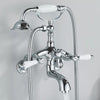 feetron Chrome Clawfoot Tub Faucet Wall Mount Bathtub Filler Tap with Hand Shower Dual Handle